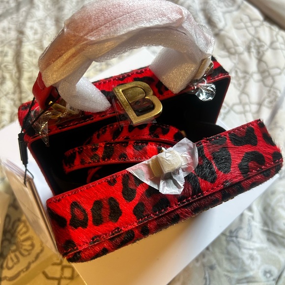 Brandon Blackwood Mini Kendrick Trunk Pony hair Red Leopard Print new with tags - Picture 4 of 4